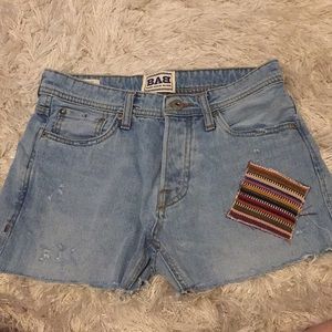 Distressed jean shorts